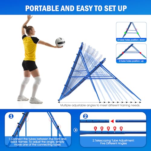 Volleyball Baseball Rebounder Net, Softball Rebounder Pitchback Net Quick Adjustments, Quick Adjustments Lacrosse Bounce Back Practice Equipment, Ideal for Outdoor Indoor and Backyard Training - size: 4FTx4FT, style: Multi-Sport Rebounder Net