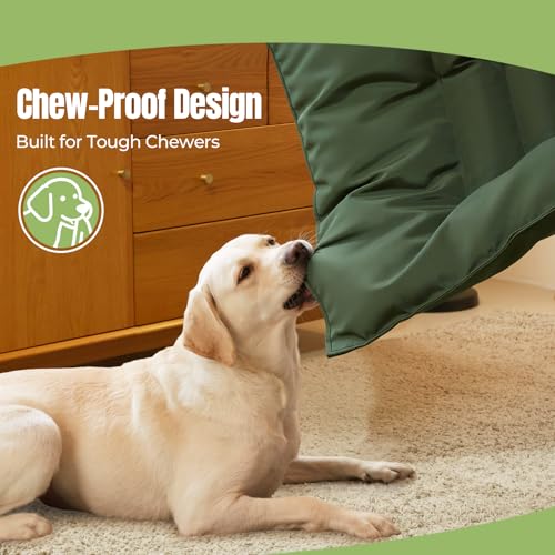 Chew Proof Indestructible Dog Bed for Aggressive Chewers, Durable & Waterproof Crate Pad, Machine Washable Tough Kennel Bed for Small Dogs, Indoor Outdoor Pet Bed, X-Small (17"x23", Green) - size: X-Small (17"x23")