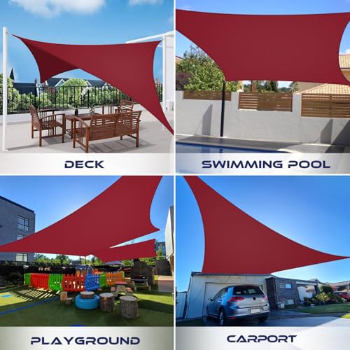 Windscreen4less 5'x6' Waterproof Sun Shade Sail Rectangle Shade Canopy Cover UV Block for Backyard Patio Deck Balcony Pergola Garden (Red) - color: Red, size: 5' x 6'