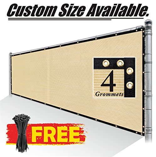 Royal Shade Custom Size 8' x 3' Beige Fence Privacy Screen Windscreen Cover Netting Mesh Fabric Cloth - Cable Zip Ties Included (We Make Custom Size) - color: Beige, size: 8' x 3' Customized Size