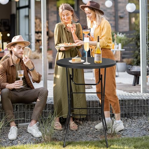 Nice C Plastic High Top Round Table, Portable Cocktail Bar Table, 31.5" Folding Counter Height Tables, Waterproof Outdoor/Indoor Tables for Parties, Weddings, Camping, Backyard (Black, 1 Pack) - size: Black 1 Pack