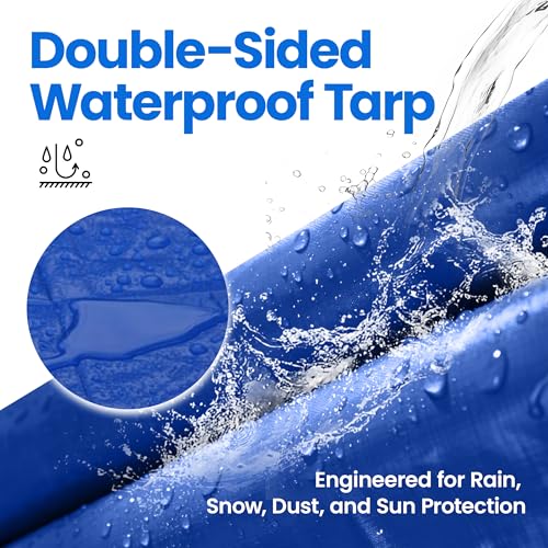 Waterproof Tarps 15 x 20 5-mil Thick Rain Covers Drop Cloths Camping Tarp Blue… - color: 5 Mil Blue, size: 15x20 FT