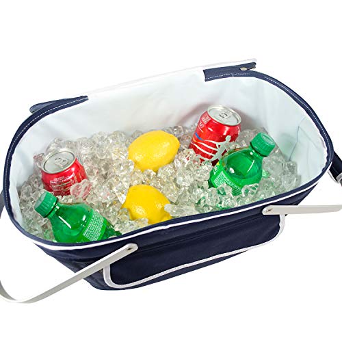 West Virgina University Licensed Mountaineers Patented Collapsible Insulated Picnic Basket Equipped with Service for 4- Designed and Assembled in USA