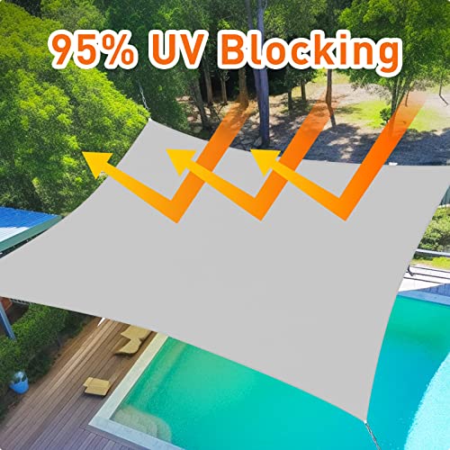 Shade&Beyond Shade Sail 14'X16' Rectangle Light Grey Breathable UV Block Outdoor Canopy for Backyard Patio Pergola Garden Deck(We Make Custom Size)