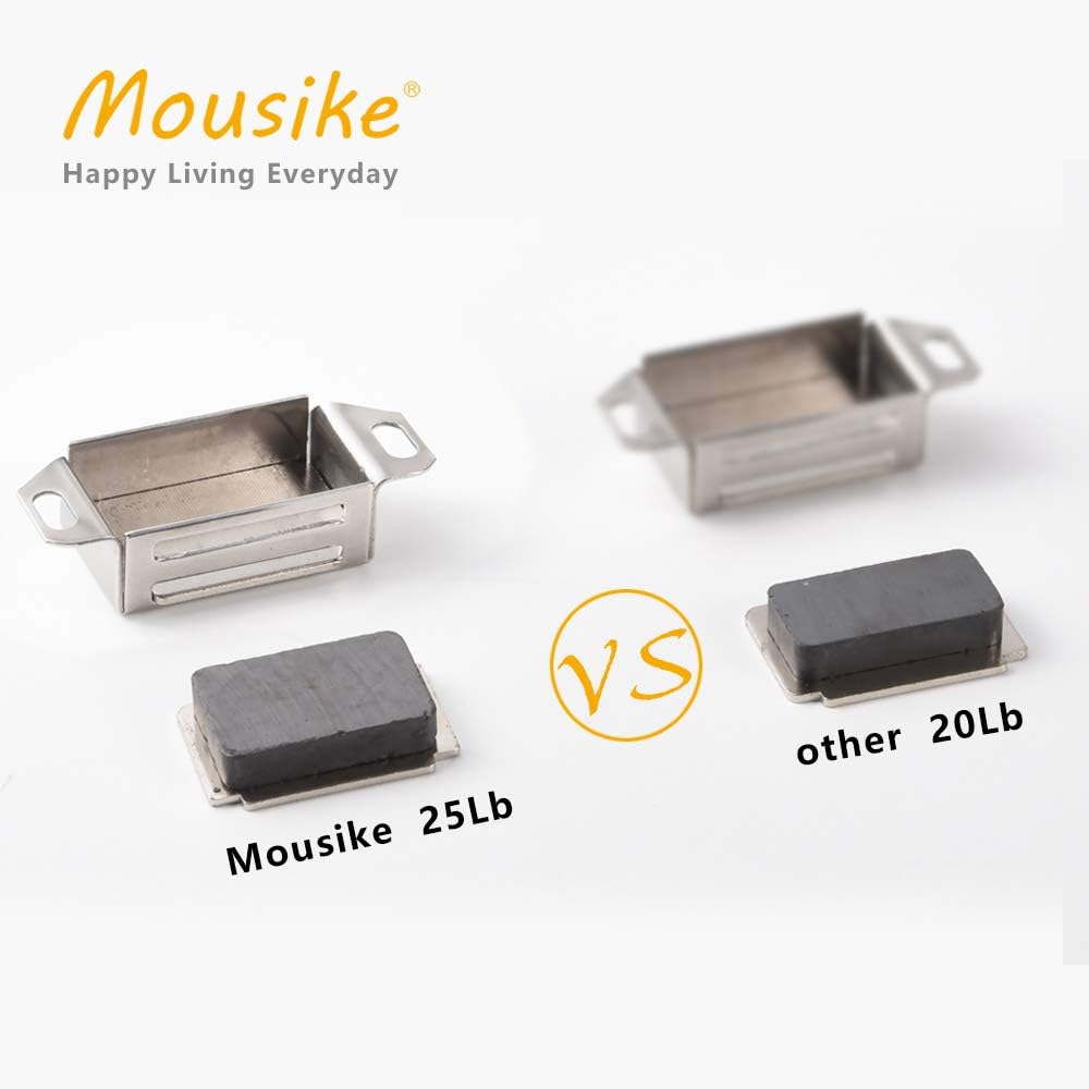 Mousike Cabinet Magnets 30lb Stainless Steel Magnetic Door Catch with Strong Magnetic for Kitchen Cupboard Wardrobe Closet Cabinet Door Drawer Latch (2.1"(Silver 12 Pack))