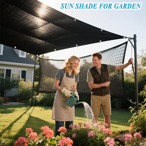 90% Black Sun Shade Cloth 10x16 ft - Fence Privacy Screen, Breathable Mesh Tarp & Serrated Grommets for Garden Plants Outdoor, Patio Pergola, Porch Cover, Chicken Coop & Dog Kennel - size: 10x16 ft