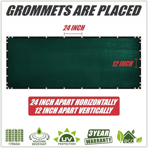 ColourTree Customized Size Fence Screen Privacy Screen Green 4' x 14' - Commercial Grade 170 GSM - Heavy Duty - Cable Zip Ties Included - color: Green, size: 4' x 14' Custom Made Size