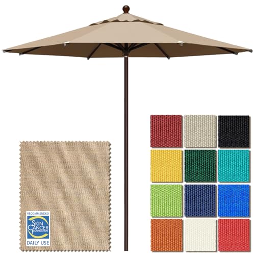 EliteShade USA 10-Year-Non-Fading 11Ft Market Umbrella Patio Outdoor Cylinder Auto Push-up Table Umbrella with Ventilation, Heather Beige - color: Heather Beige, style: 11ft