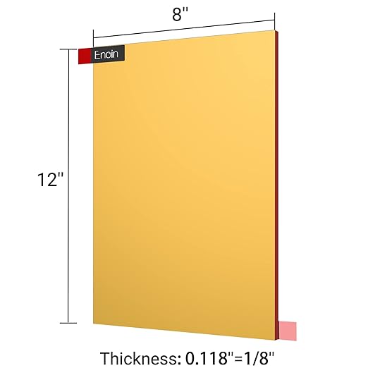 Enoin 2pcs 8 x 12 Inch Gold Acrylic Sheet - Cut to Size Plexiglass Sheets 1/8 inch Thick, Small Wall Mirrors for Wall Decor DIY Craft Acrylic Sign