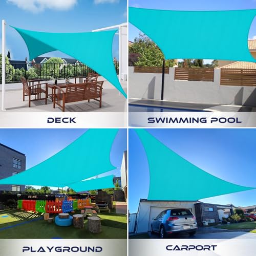 Windscreen4less 5'x5' Waterproof Sun Shade Sail Rectangle Shade Canopy Cover UV Block for Backyard Patio Deck Balcony Pergola Garden (Turquoise) - color: Turquoise, size: 5' x 5'