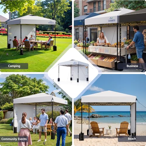 10X10 Pop Up Canopy Tent,Removable Pockets Sidewall for Extra Storage,Easy Up Canopy,Heavy Duty One Person Set Up Event Tent,White - style: 10x10 FT