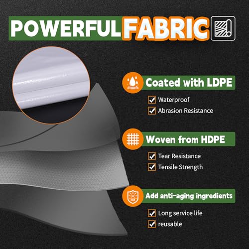 RAINDEWAY 12 Mil Heavy Duty White Tarp 6x10 Feet (2 Pack), UV Resistant, Waterproof, Weatherproof Poly Tarp with Metal Grommets and Reinforced Edges - color: White, size: 6x10 Feet (2-Pack)-Finished size