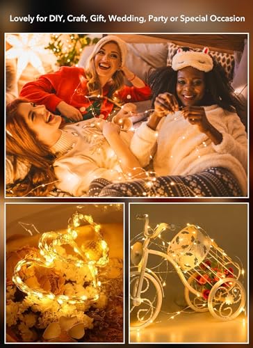 Minetom 12 Pack Fairy Lights Battery Operated String Lights - 7ft 20 LED Waterproof Silver Wire Firefly Light Waterproof for DIY Crafts Wedding Décor Table Mason Jars Party - size: 12 Pack - Warm White