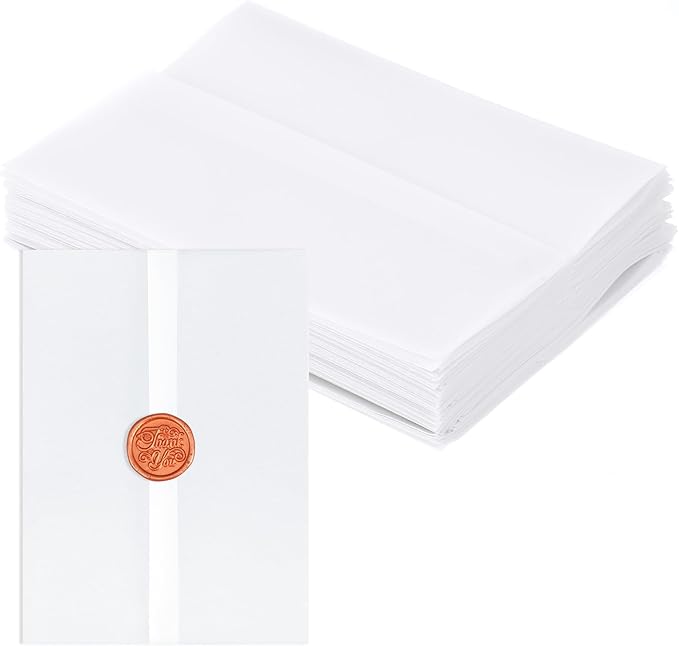 120Sheets Pre-Folded Transparent Vellum Jackets Paper for 5 x 7 in Invitations, 100GSM Translucent Matte Vellum Paper for DIY Printing Drawing Invitations Greeting Cards Invitation Cards