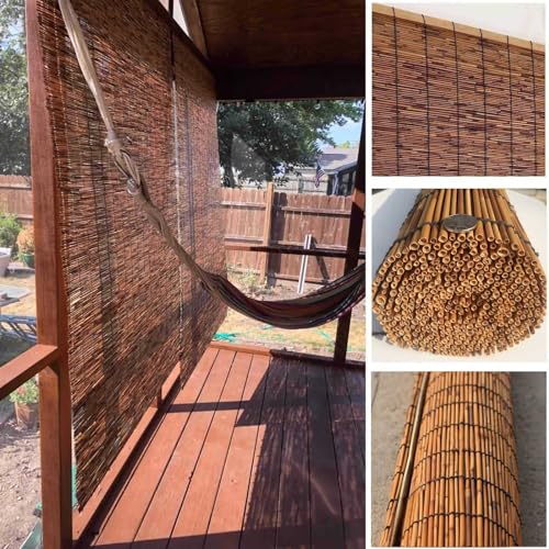 Patio Shades Roll Up Outdoor, Bamboo Blinds for Outdoor Patio, Thernal Insulated Shading Reed Blinds, Blackout Bamboo Shade, Privacy Screen, 24″ 30″ 34″ 36″ 39″ 43″ 48″ 51″ 55″ 70″ Width - size: 36"W x 39"H