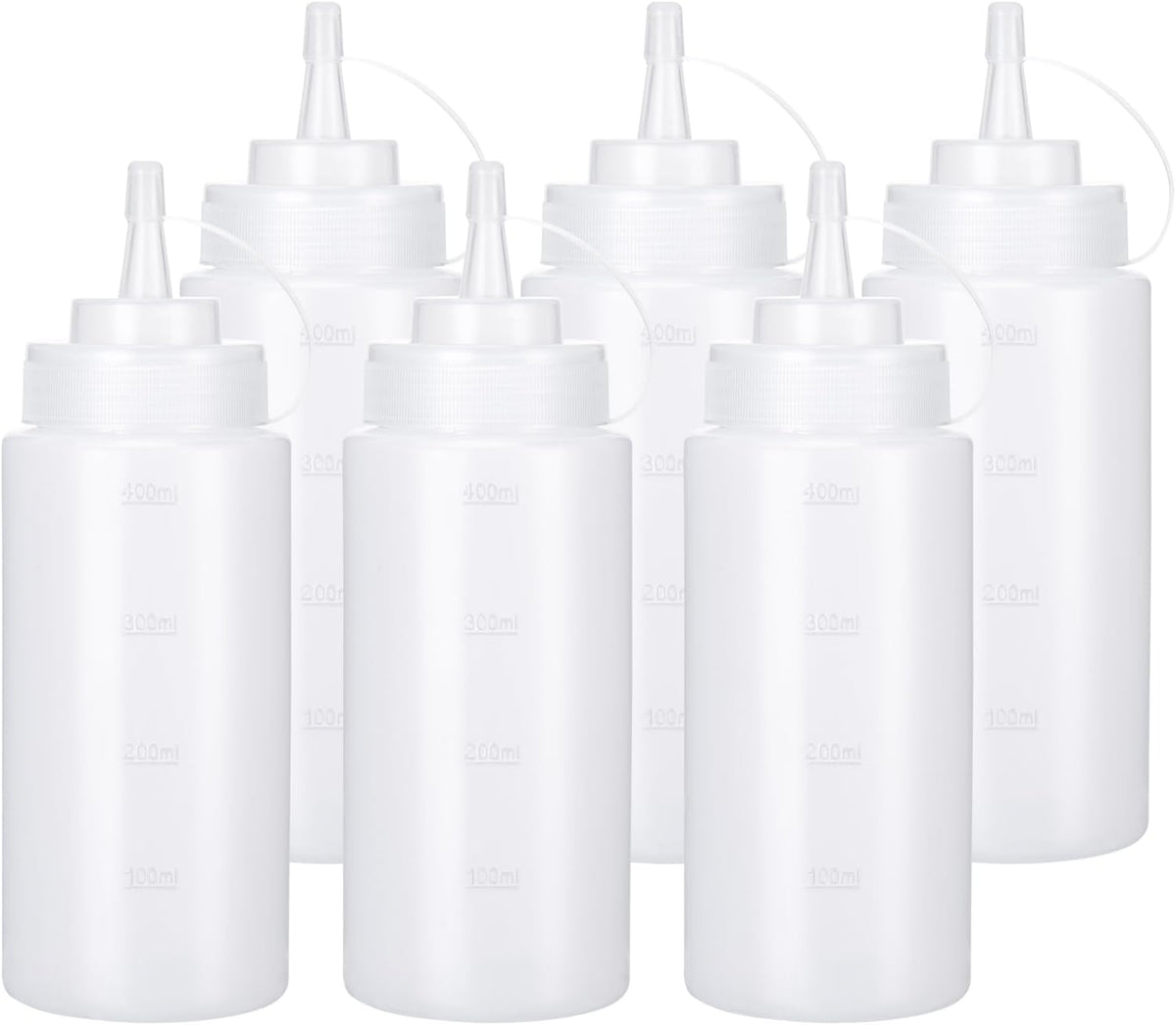 Condiment Squeeze Bottles Ketchup Dispenser, 6 Pack 16oz Squeeze Bottles for Liquids, Plastic Sauce Bottle with Cap Lid, Squirt Bottles for Sauces Liquids BBQ Dressing Pancake Art
