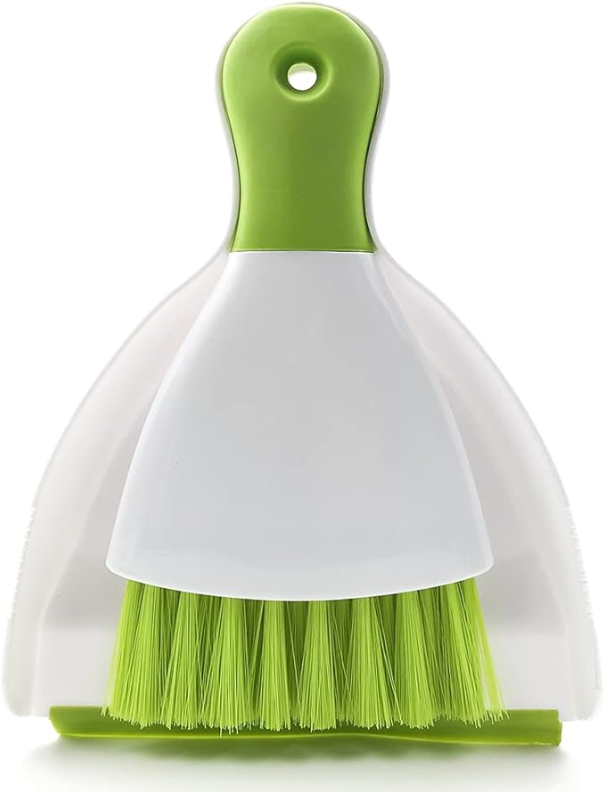 Dust pan Broom Brush Dustpan - Small Broom and Dustpan Set, Mini Broom and Dust pan, Small Dustpans and Brush Set for Home Cleaning,Sofa, Desk, Guinea Pig Cage, Cat Litter etc.（Green）