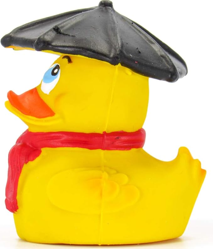 Lanco Umbrella Raining Rubber Duck Bath Toy | All Natural, Organic, Eco Friendly, Squeaker Brand | Imported from Barcelona, Spain