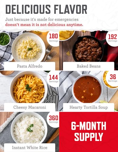 ReadyWise 6 Month Emergency Food Supply - 1,788 Servings, 12 Buckets Freeze Dried Protein Meals, Disaster Survival Food Storage, Ready to Eat, Camping Essentials, up to 25 Year Shelf Life - size: 6 Months