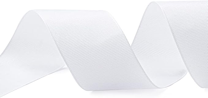 LIUYAXI 2" X 50 Yards Solid White Grosgrain Ribbon, Perfect for Crafts, Wedding Decor, DIY Hair Accessories, Sewing, Gift Package Wrapping and More