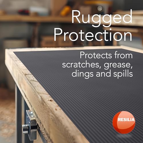 RESILIA Black V-Groove Utility Runner - Waterproof Vinyl Floor/Surface Protector, Heavy Duty Mats, Indoor Hardwood, Hard Floors, Garage, Hallway, Entryway, Kitchen, & Outdoor, 36” x 12’, Made in USA - size: 36" x 144"