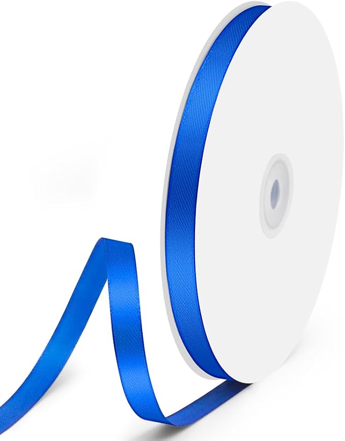 3/8" x 100 Yards Satin Ribbon - Royal Blue Silk Ribbon with Spool - Ideal for Gift Wrapping, Floral Bouquets, Crafts, Wedding Party Decorations, Christmas and Sewing Projects
