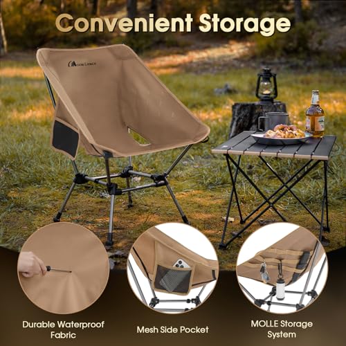 MOON LENCE Portable Camping Chair Plus, Larger & Roomier, Compact and Lightweight Still, Folding Chair for Backpacking & Hiking, 330Lbs Capacity (Desert Rust) - color: Desert Rust