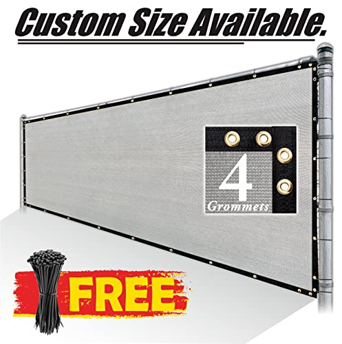 Royal Shade Custom Size 8' x 3' Grey Fence Privacy Screen Windscreen Cover Netting Mesh Fabric Cloth - Cable Zip Ties Included (We Make Custom Size) - color: Gray, size: 8' x 3' Customized Size