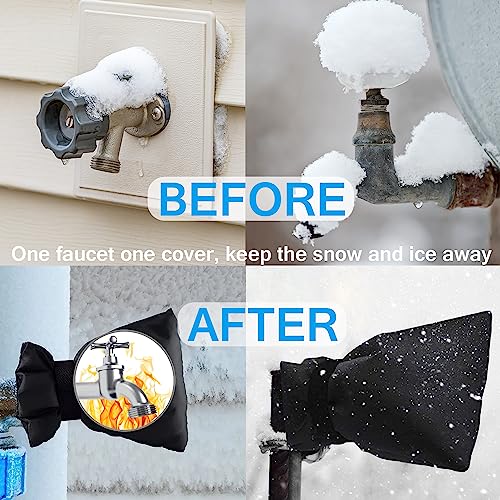 Outdoor Faucet Covers for Winter, Actgan 8.3"H x 6"W Thickened Outside Garden Faucet Socks for Freeze Protection, Reusable Insulated Faucet Covers, 6 Pack, Black - color: 6 Piece 8.3"H x 6"W Black