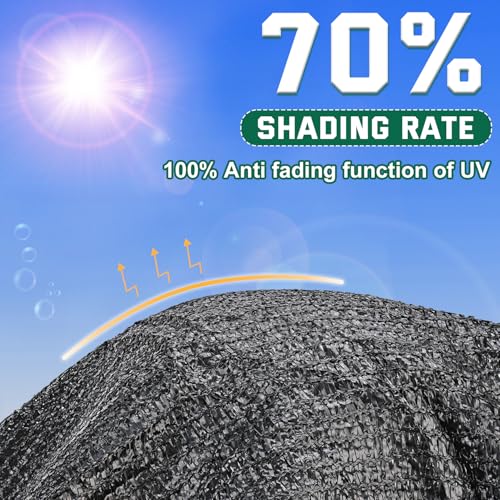 Kesfitt 70% Shade Cloth 20x30 ft, Breathable HDPE Mesh Sun Shade Tarp for Garden & Greenhouse, UV Resistant Outdoor Shade Fabric with Copper Grommets for Plants, Patio, Yard - size: 20ftx30ft, style: 70% Shading Rate