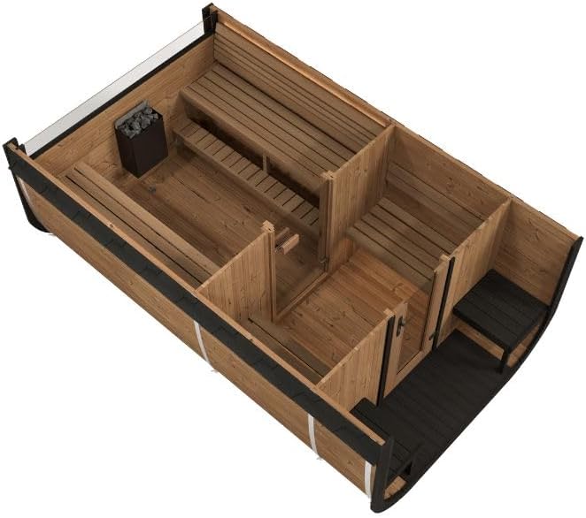 Model CL12GCP, Cube-Series Outdoor Home Sauna Suite Kit, Up to 8 Persons (Sauna Heater and Sauna Stones Included) (Drop 9 WiFi - Black)