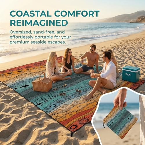 Large Beach Blanket Sandproof Waterproof 70.8" X 86.6"for Quick Drying Outdoor Picnic Mat for Beach - color: D01