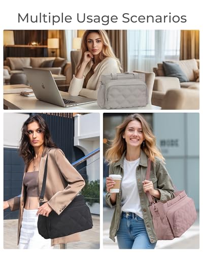 Large Lunch Tote Bag for Women with Multi-Pockets Puffy Light Durable Insulated Lunch Bag Women - color: Black