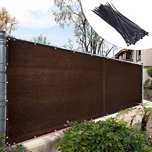 Royal Shade Custom Size 8' x 3' Brown Fence Privacy Screen Windscreen Cover Netting Mesh Fabric Cloth - Cable Zip Ties Included (We Make Custom Size) - color: Brown, size: 8' x 3' Customized Size
