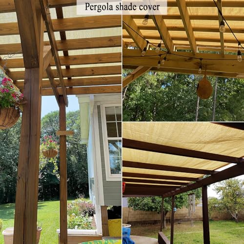 90% Beige Shade Cloth, 10x10FT Breathable Patio Sun Shade Screen with Grommets, Outdoor Sunshade Fabric for Deck, Porch, Backyard, Pergola, Balcony, Pool. - size: 10*10Ft
