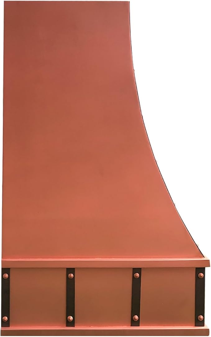 CT Copper Tailor Sloped Copper Vent Hood Wall Mount,36'' W,27''H, 610 CFM Exhaust Fan,Stainless Steel Vent,LED Light,Dishwasher-Safe Baffle Filters,VH8TR1