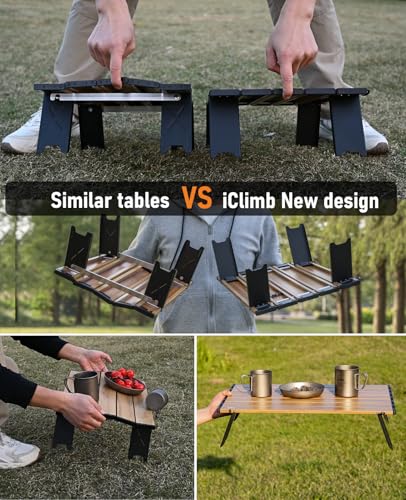 iClimb Ultralight Compact Mini Beach Picnic Folding Table with Carry Bag - color: Silver, size: Large