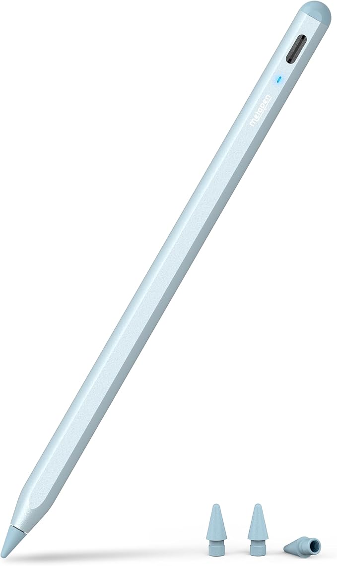 Metapen Pencil A8 for Apple iPad 2018-2025, (2X Faster Charge), Tilt Sensitivity, Pixel Precision, Stylus Pen for iPad 11/10/9/8/7/6th Gen, Pro 12.9/11/13-inch M4, Air 3/4/5/M2/M3, Mini 5/6th, Blue