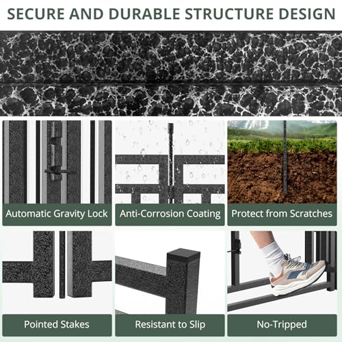 Dog Playpen Metal Dog Fence Outdoor for Yard 32" Height 48 Panels Portable Dog Pen Pet Kennel for RV Camping(Black-Silver) - size: 32" Height, style: 48 Panels