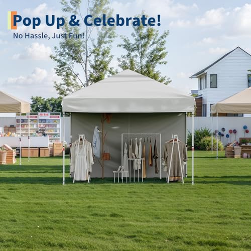 Pop Up Canopy Tent 10x10 FT Outdoor Canopy One-Person Set Up Heavy Duty Commercial Instant Tent - color: White, size: 10x10FT/1-Sidewall