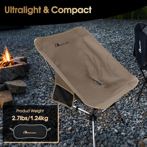 MOON LENCE Portable Camping Chair Plus, Larger & Roomier, Compact and Lightweight Still, Folding Chair for Backpacking & Hiking, 330Lbs Capacity (Desert Rust) - color: Desert Rust