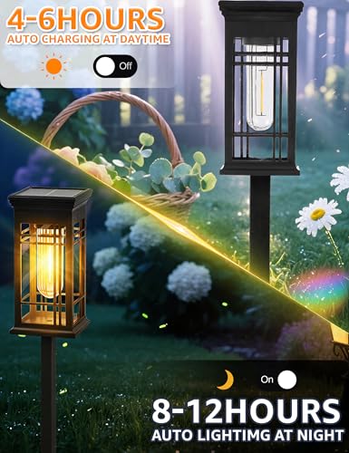 4 Pack Solar Lights Outdoor Waterproof, Bright Solar Pathway Lights with Auto On/Off, Weatherproof Garden Landscape Lighting for Yard Patio Walkway Lawn Decor - size: 4 Pack