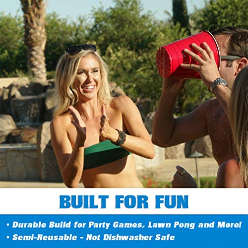 GoPong Giant Yard Pong Drinking Game for Adults – Indoor/Outdoor Lawn, Beach, and Tailgating Beer Pong Party Game – 24 Heavy Duty Giant Cups with 4 Balls