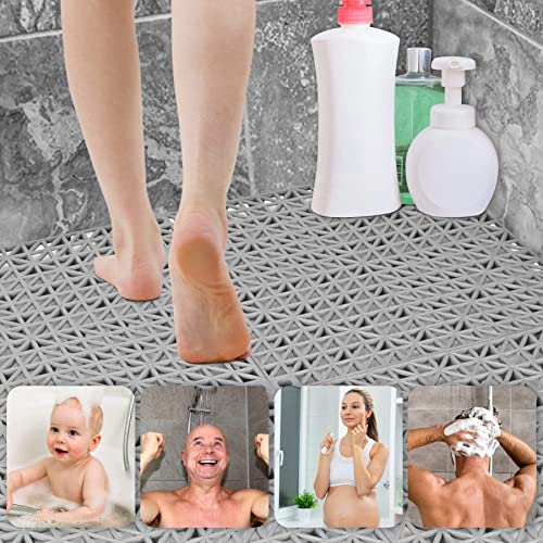 ToLanbbt Modular Interlocking Cushion 8P 11.8" x 11.8" Interlocking Rubber Floor Drain Holes Non-Slip Splicing Drainage Mats for Deck, Shower, Kitchen, Drain Pool, Sauna Bath, Indoor Outdoor (Grey) - size: 8 PCS