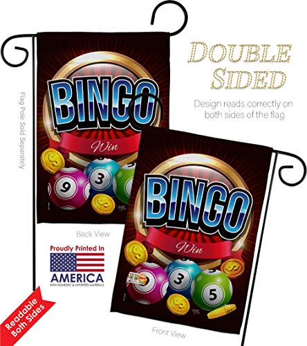 Breeze Decor Bingo Win Garden Flag Set Wall Hanger Interests Game Bunco Night Dice Poker Hobbies Leisure Activity Small Decorative Gift Yard House Banner Double-Sided Made in USA 13 X 18.5 - size: Garden Flag Set 13"x 18.5" w/ Wall Hanger
