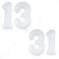 GOER Number 13 Balloons for 13th Birthday Sweet 13 Party Decorations,42 Inch Jumbo Foil Helium 31 Balloons for 31st Birthday Party Decoration (White)