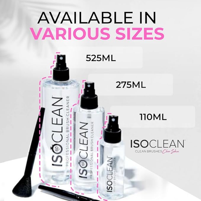 ISOCLEAN Professional Brush Cleaner 9 fl oz - Spray Top Makeup Brush Cleaner for Cosmetic Tools, Cleans Bristles, Scented No-Rinse Formula Dries in 60 Seconds, Vegan, Not Tested on Animals