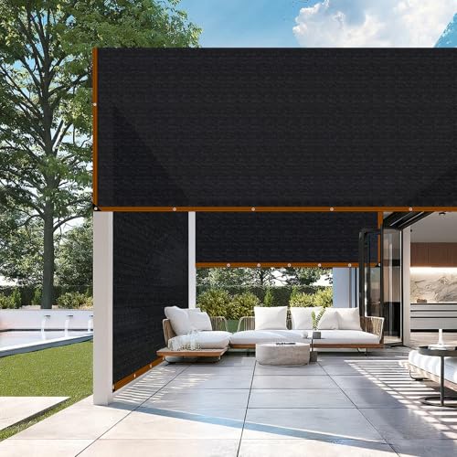 Shade-Cloth 85-90% for Garden Greenhouse Plants 10x16 FT, Black Sun-Block Shade Cover Mesh Tarp with Grommets Sun Shade Canopy for Outdoor Pergola Patio Flower Lawn Kennel Chicken Coop - size: 10x16 FT