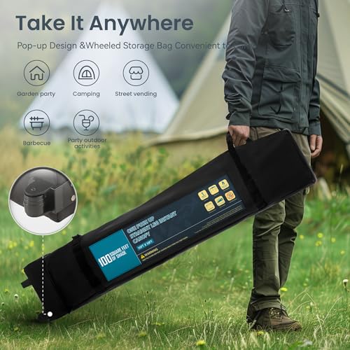 PHI VILLA 10x10ft 1-Person Setup Pop Up Canopy Tent Instant Portable Shelter w/ 1-Button Push, Case, 4 Weight Bags - Dark & Light Blue - color: Dark & Light Blue, size: 10×10 one push