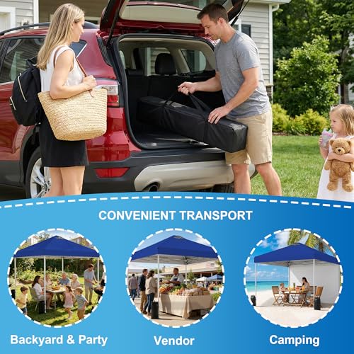 SANWAY 10x10 Pop Up Canopy Tent, One Push Setup, Heavy Duty Portable for Beach Camping Parties with Vents - Blue - color: Blue